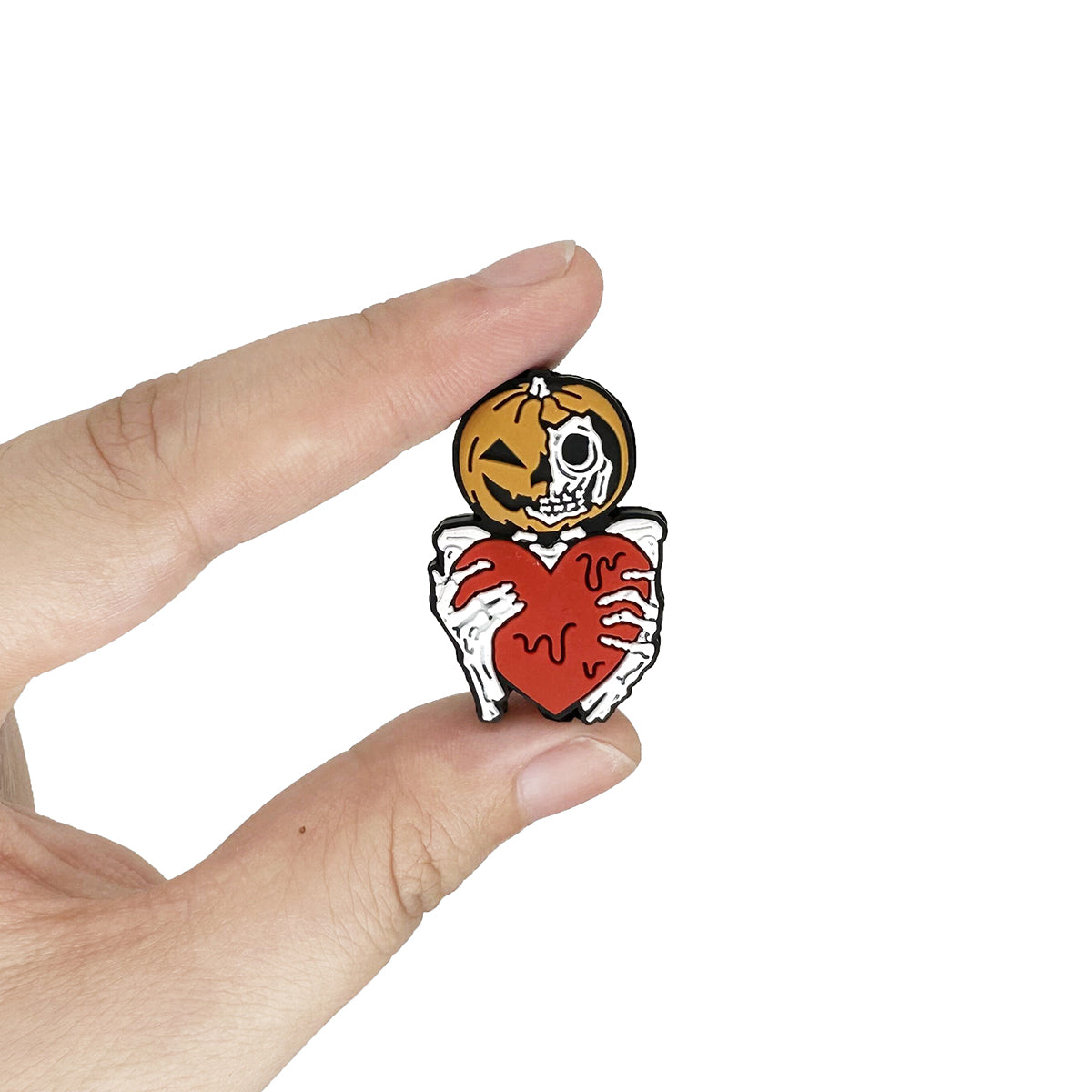 Skeleton Pumpkin Heart Halloween Focal