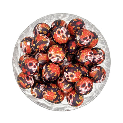 15mm Round Print Silicone Beads