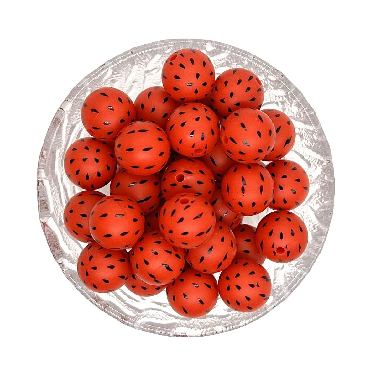 15mm Round Print Silicone Beads
