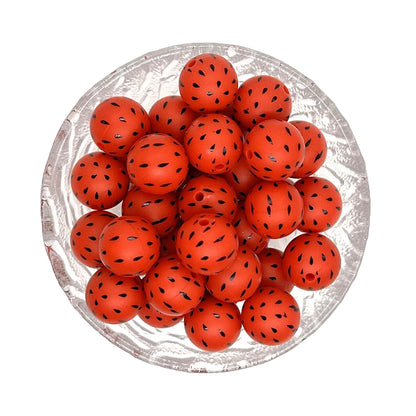 15mm Round Print Silicone Beads