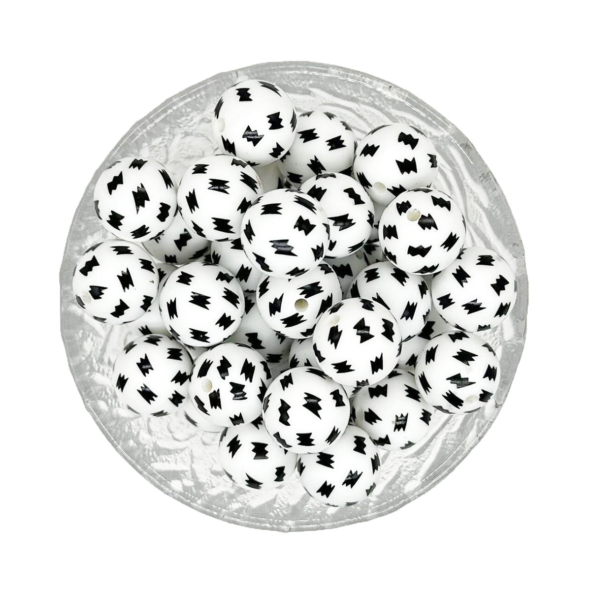 15mm Round Print Silicone Beads