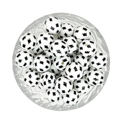 15mm Round Print Silicone Beads