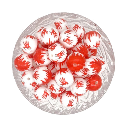 Halloween 15mm Round Horror Print Silicone Beads