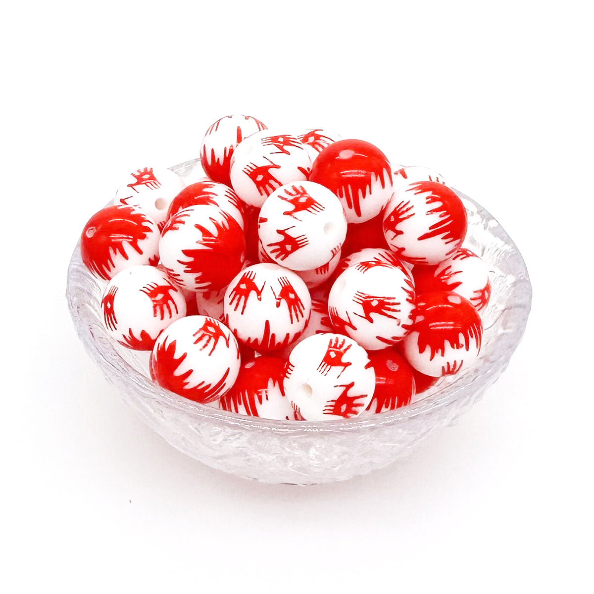 Halloween 15mm Round Horror Print Silicone Beads