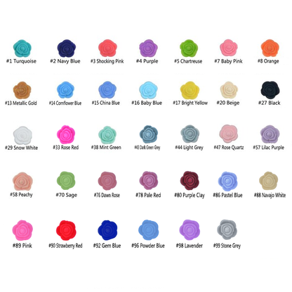 50Pcs/Lots Mini Double-Faced Rose Flower Silicone Beads - 20mm