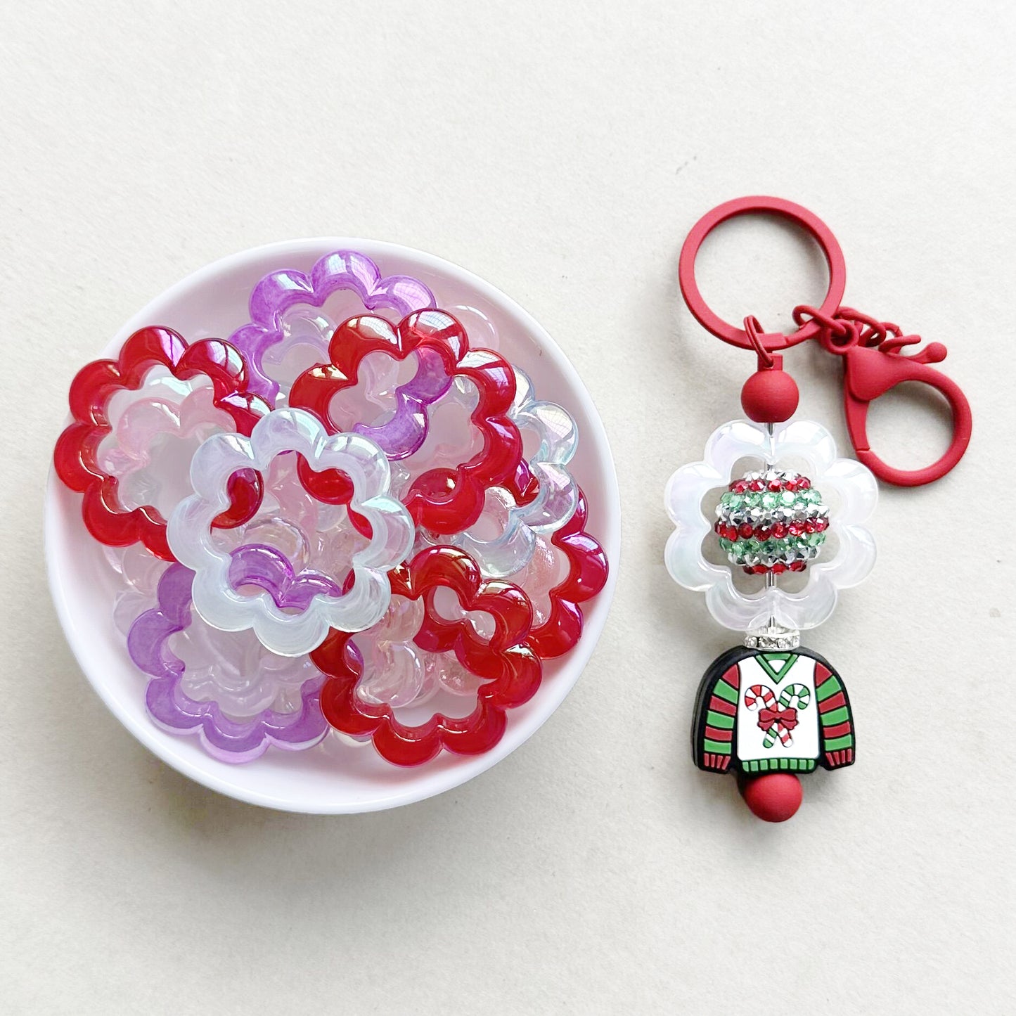 38mm AB Flower Shape Acrylic Focal Loop Frame with 2 Hole