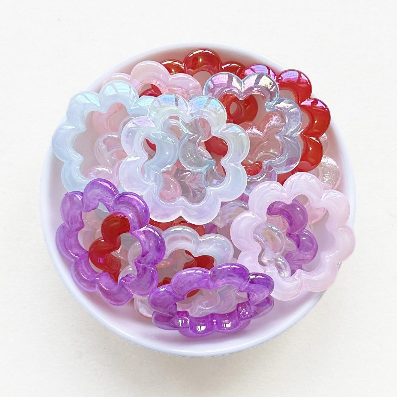 38mm AB Flower Shape Acrylic Focal Loop Frame with 2 Hole