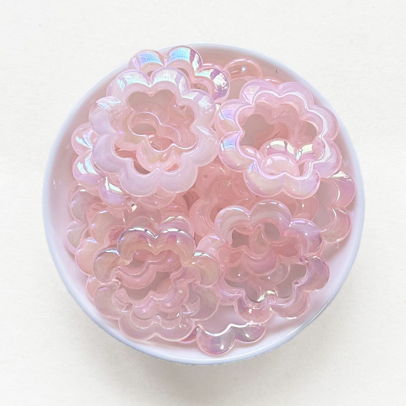 38mm AB Flower Shape Acrylic Focal Loop Frame with 2 Hole