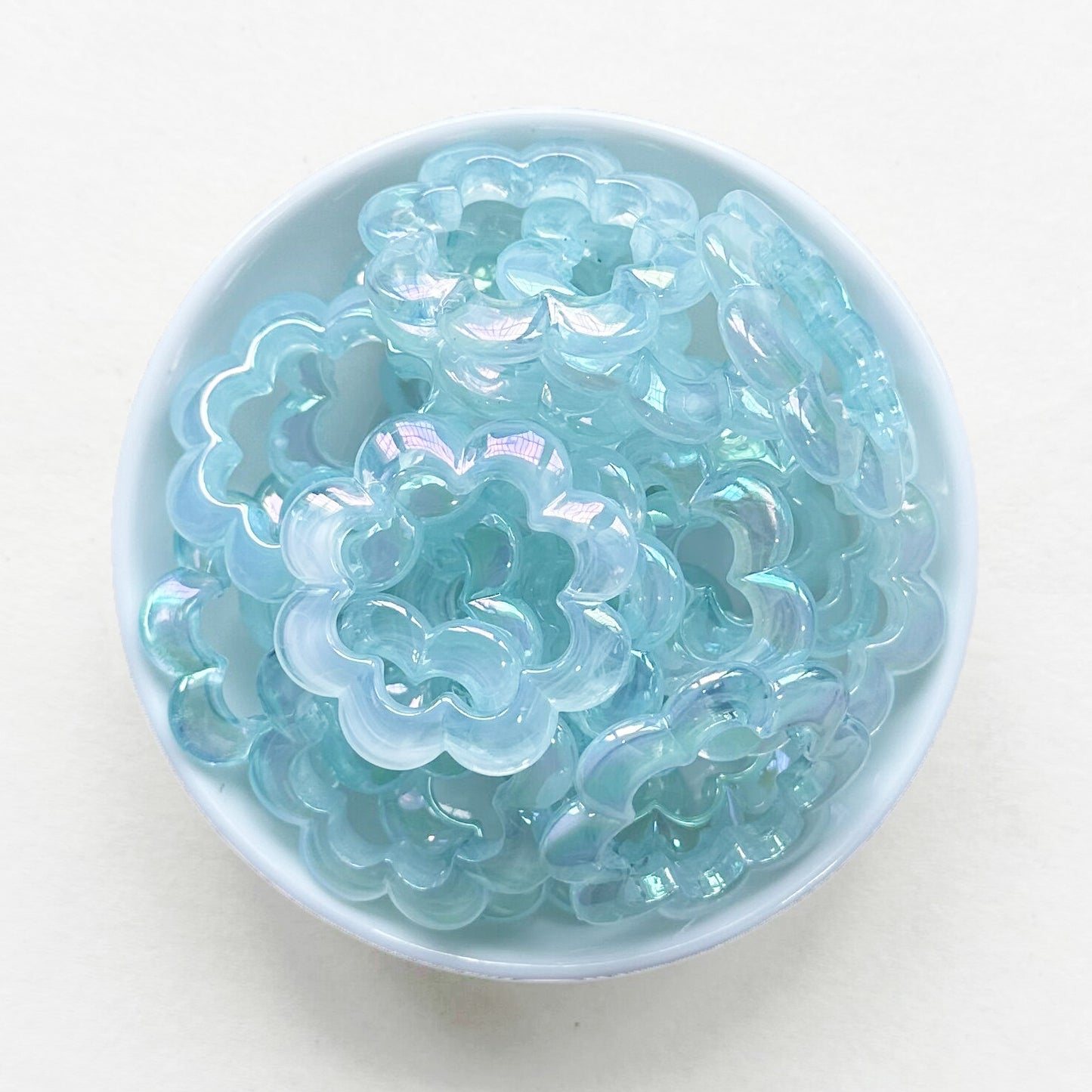 38mm AB Flower Shape Acrylic Focal Loop Frame with 2 Hole