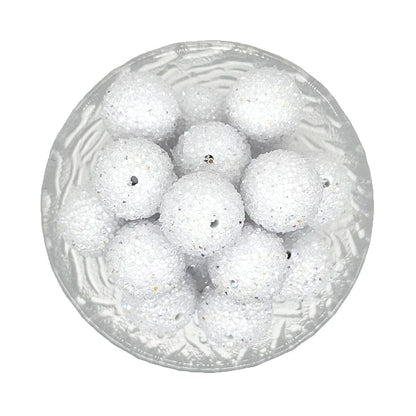 20mm White Rhinestone Chunky Bubblegum Acrylic Sugar Beads