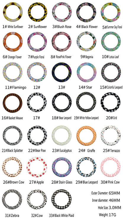 65mm Print Silicone Round Loop with 2 hole