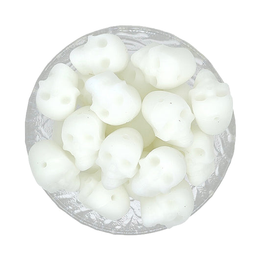 Glow In The Dark/Luminous Transparent White Skull Focal Beads