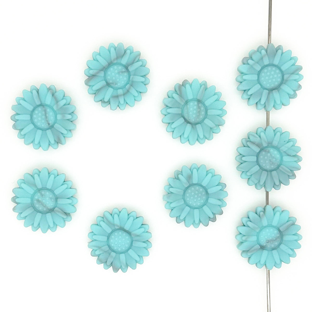 30mm Turquoise Marble Sunflower Silicone Focal Beads