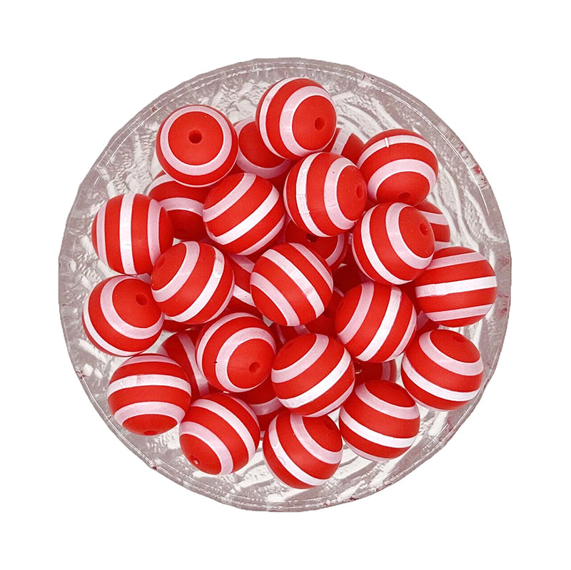 15mm Christmas Santa Claus Print Round Silicone Beads