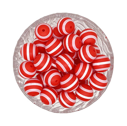 15mm Christmas Santa Claus Print Round Silicone Beads