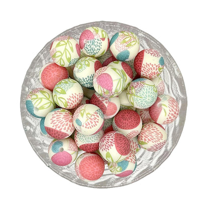 15mm Christmas Santa Claus Print Round Silicone Beads