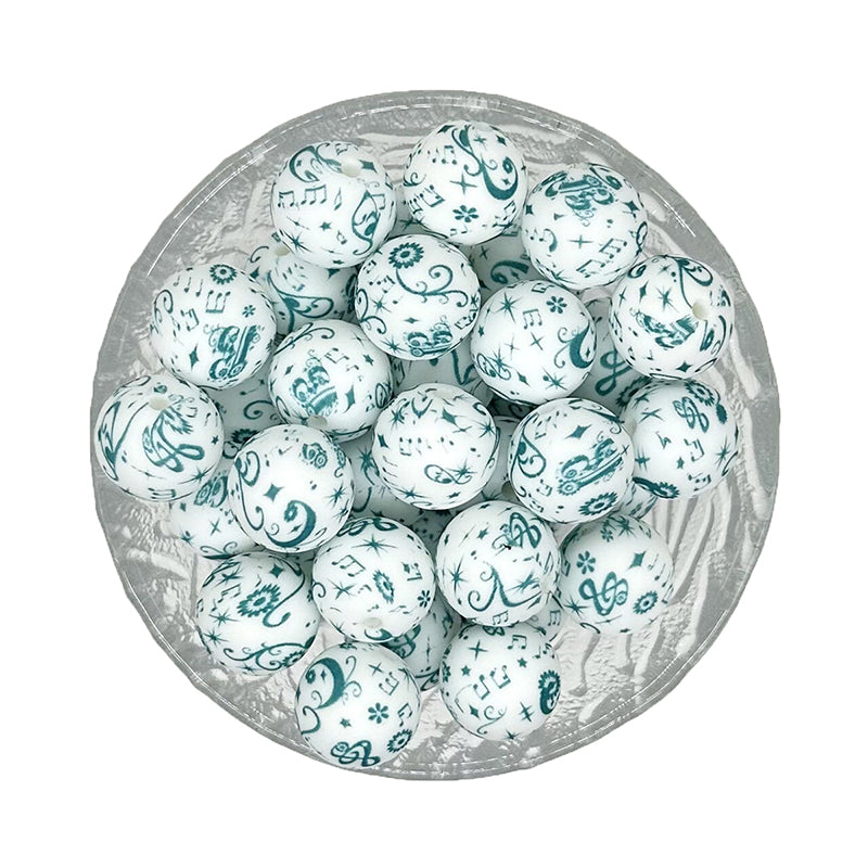 15mm New Print Round Silicone Beads
