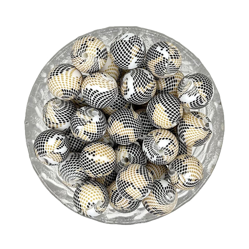 15mm Print Round Silicone Beads