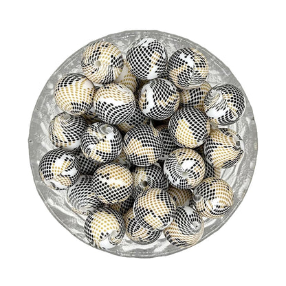 15mm Print Round Silicone Beads