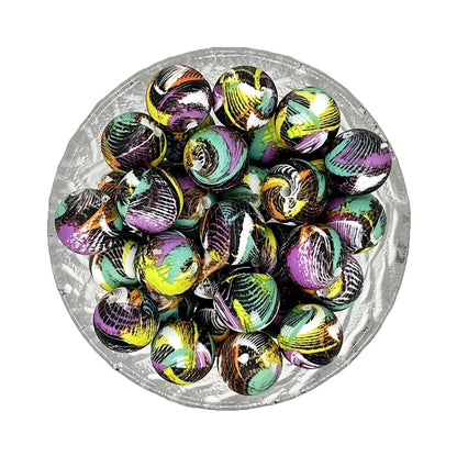 15mm Print Round Silicone Beads