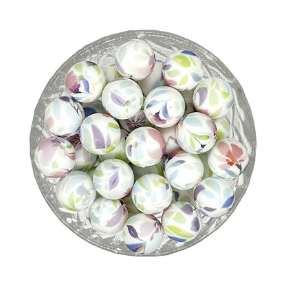 15mm Print Round Silicone Beads