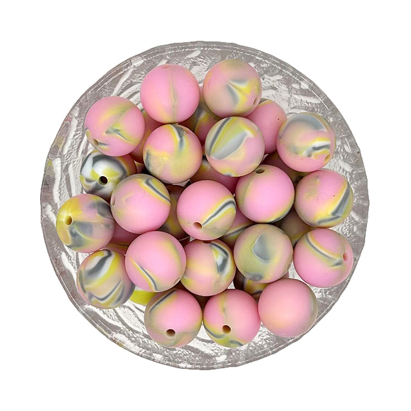 15mm New Tie-dye Silicone Beads - Round