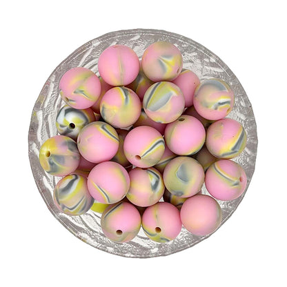 15mm New Tie-dye Silicone Beads - Round