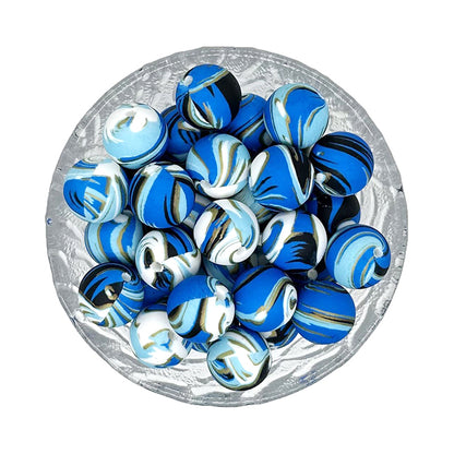 15mm Print Round Silicone Beads