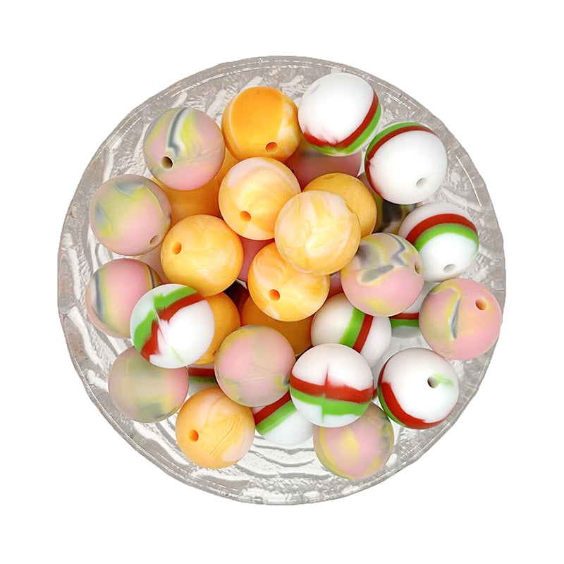 15mm New Tie-dye Silicone Beads - Round
