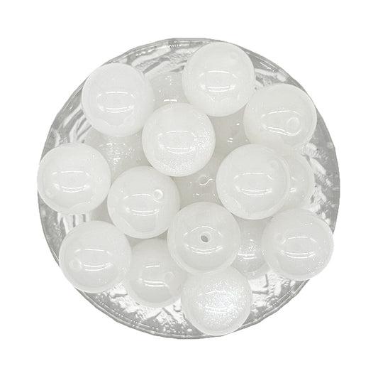 20mm White Glitter Chunky Bubblegum Acrylic Beads