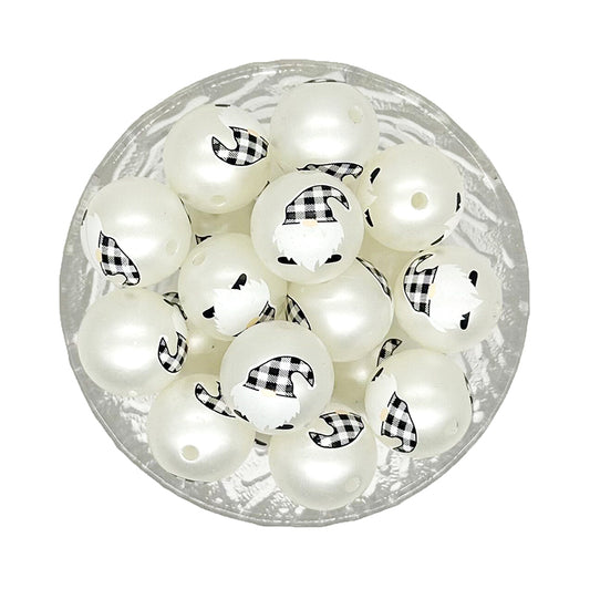 20mm Gnome Print Bubblegum Acrylic Beads