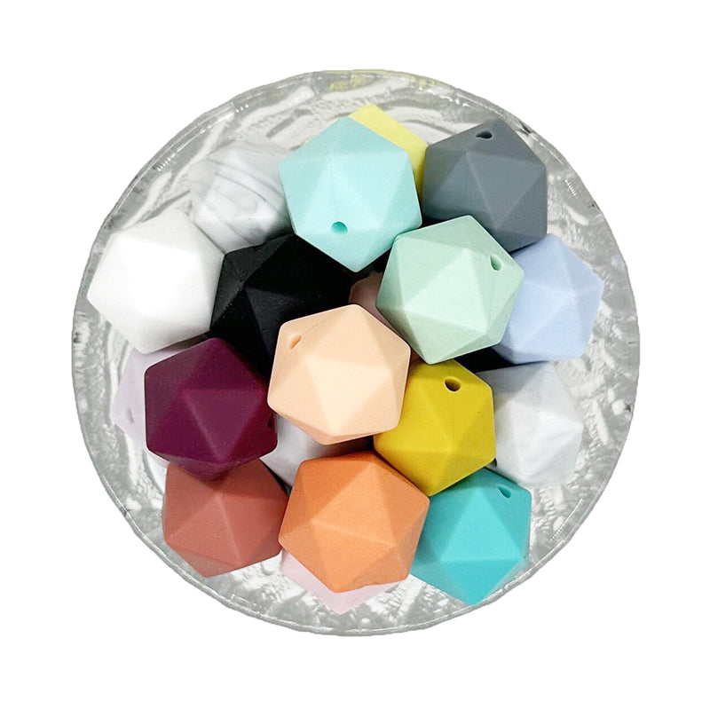 14/17mm Icosahedron Random Mixed Color Silicone Beads