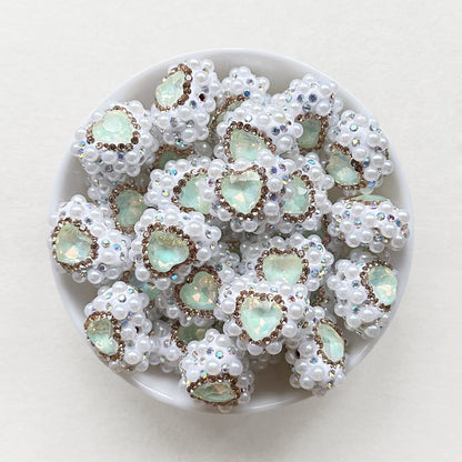 Sparkle Rhinestone Pearls Gem Heart Focal Beads