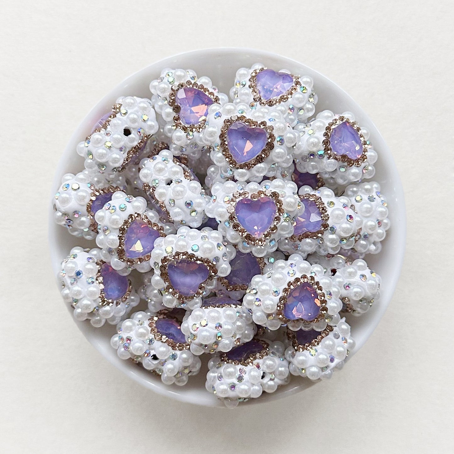 Sparkle Rhinestone Pearls Gem Heart Focal Beads