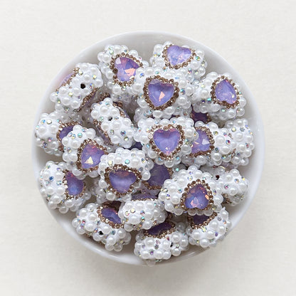 Sparkle Rhinestone Pearls Gem Heart Focal Beads