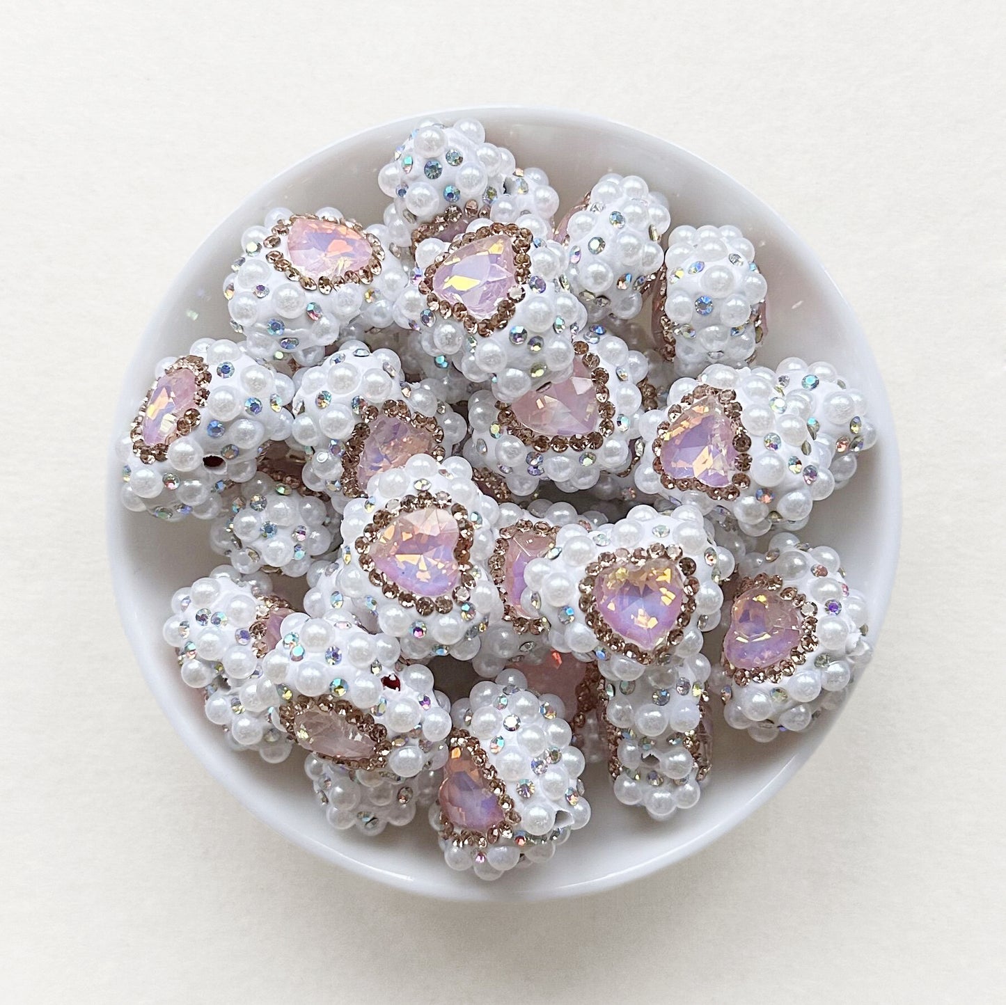 Sparkle Rhinestone Pearls Gem Heart Focal Beads