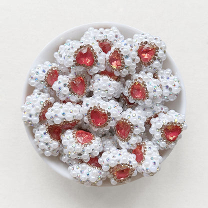 Sparkle Rhinestone Pearls Gem Heart Focal Beads