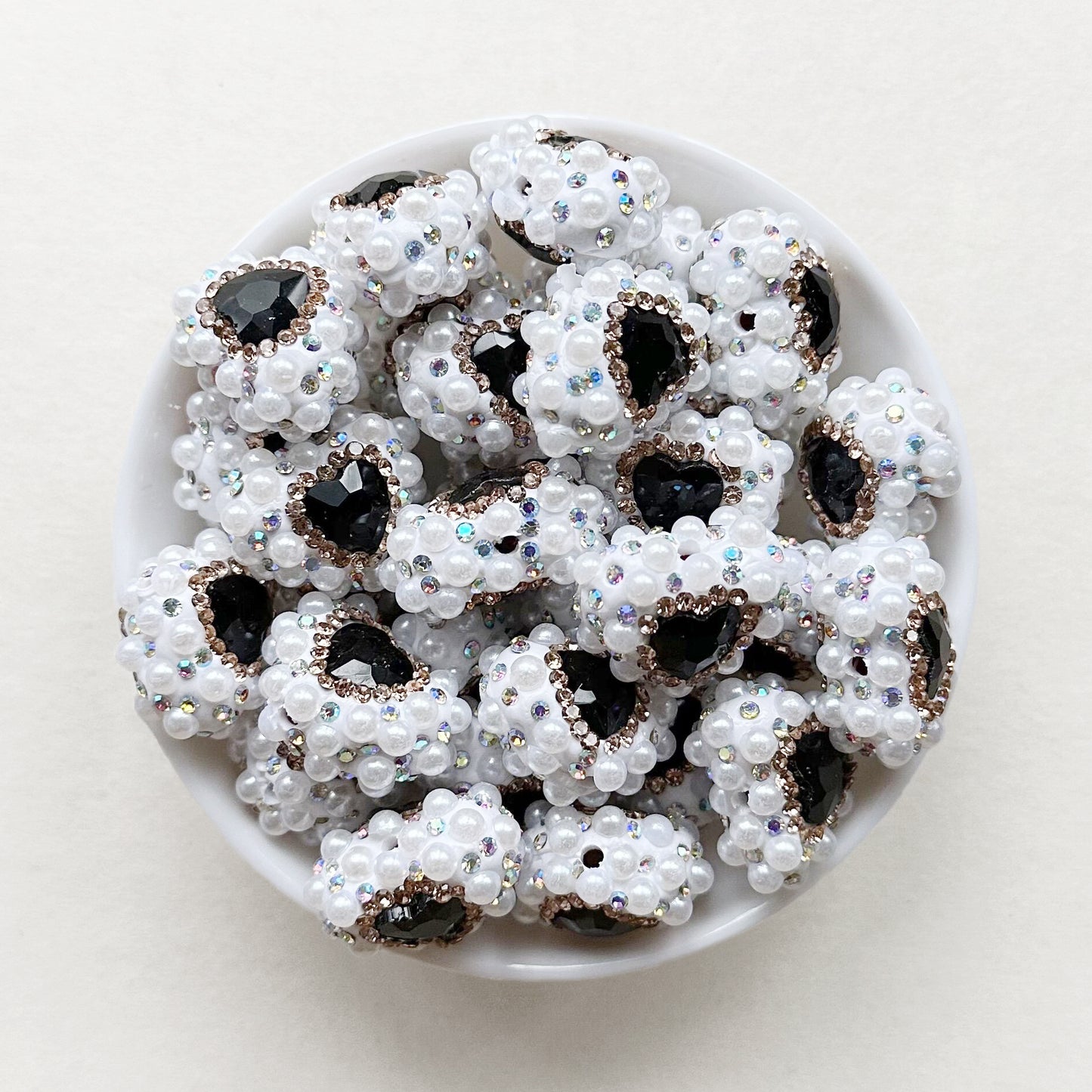 Sparkle Rhinestone Pearls Gem Heart Focal Beads