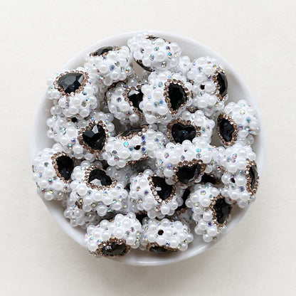 Sparkle Rhinestone Pearls Gem Heart Focal Beads