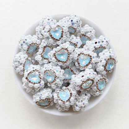 Sparkle Rhinestone Pearls Gem Heart Focal Beads