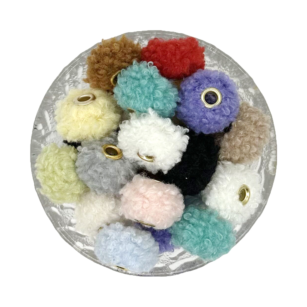 Furry Faux Curly Fur Beads, Mixed ColorLarge Hole Beads