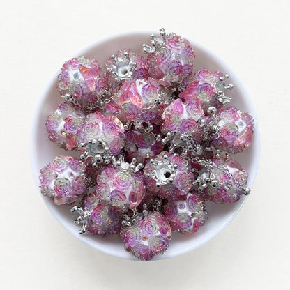 Fancy Fishtail Rose Flower Ball Floral Dangly Beads