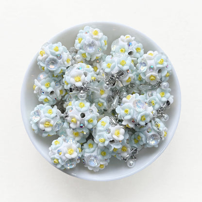 20mm Fancy Polymer Clay Flower Ball Dangly Beads