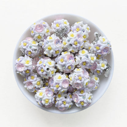 20mm Fancy Polymer Clay Flower Ball Dangly Beads
