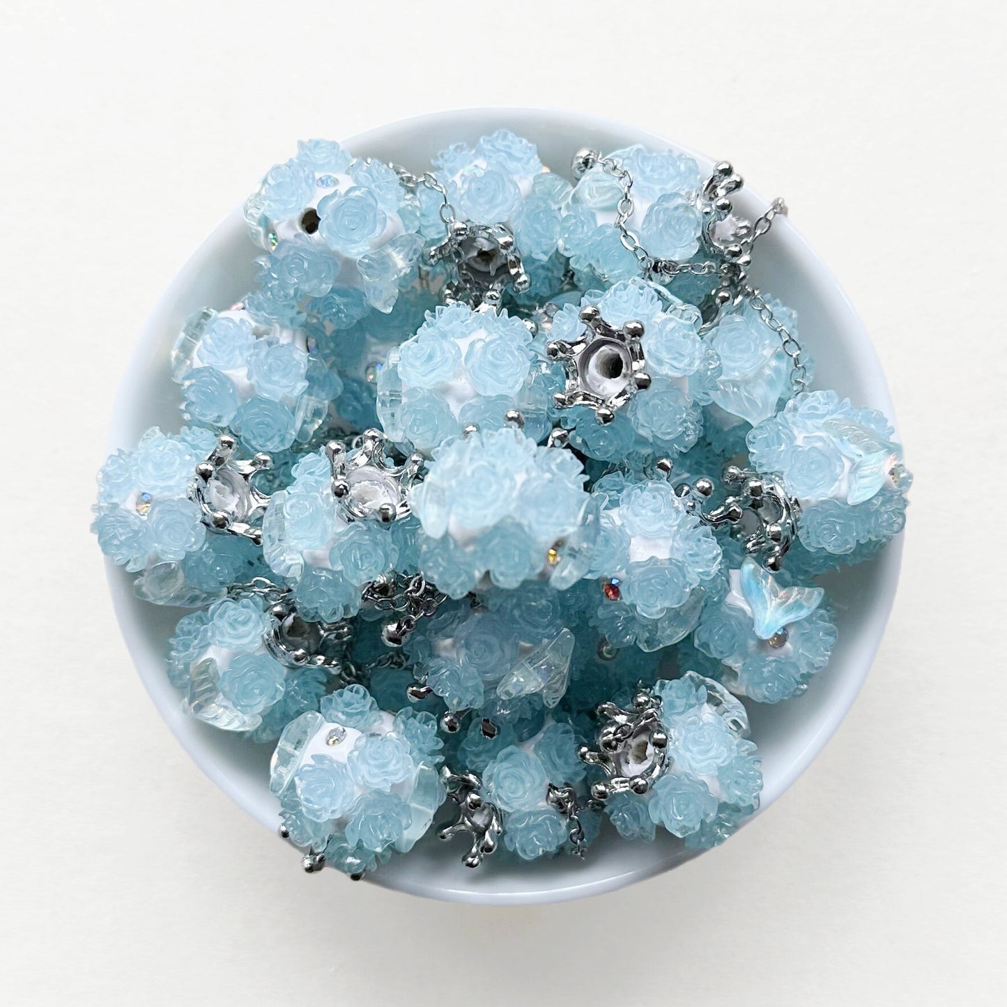 Fancy Fishtail Rose Flower Ball Floral Dangly Beads