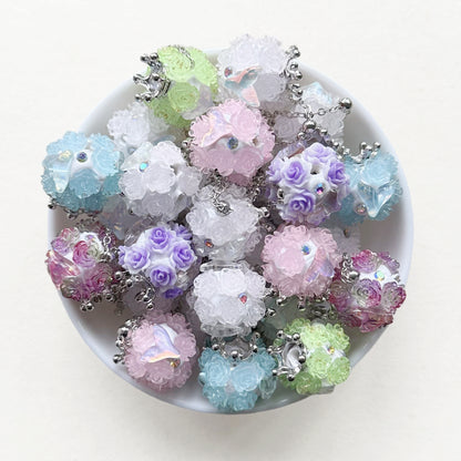 Fancy Fishtail Rose Flower Ball Floral Dangly Beads