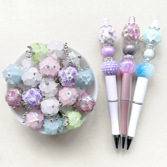 Fancy Fishtail Rose Flower Ball Floral Dangly Beads