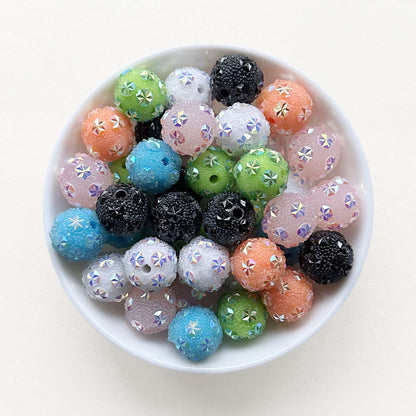 15mm Mixed Color Rhinestone Sugar Bubblegum Acrylic Beads