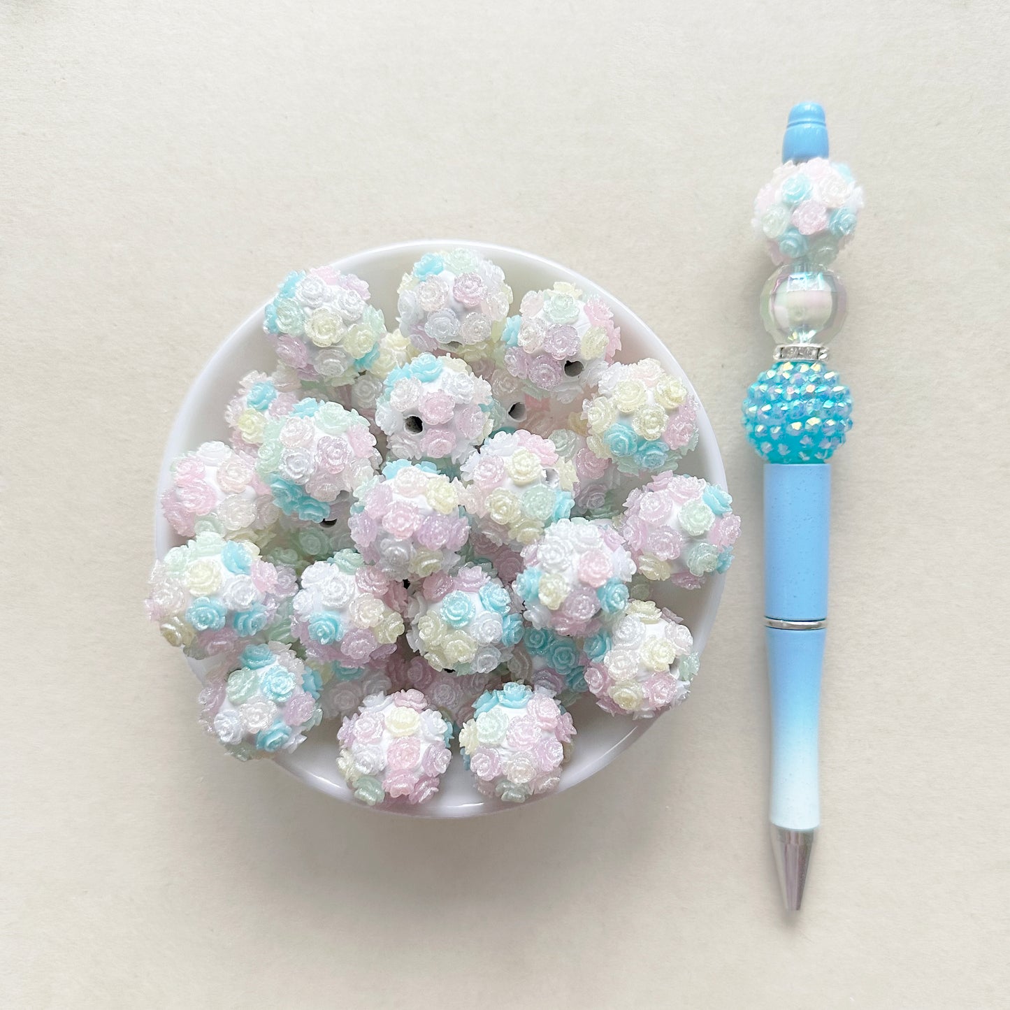 Chunky Flower Ball Bubblegum Acrylic Beads-Glow in Dark