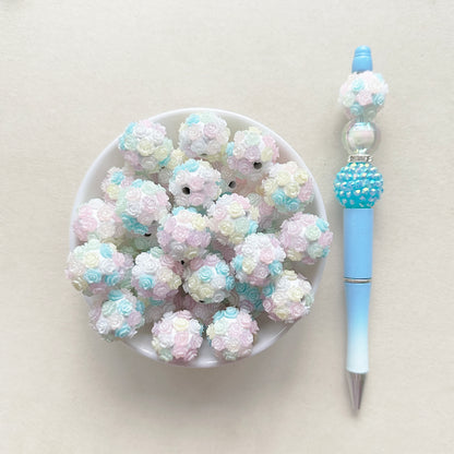 Chunky Flower Ball Bubblegum Acrylic Beads-Glow in Dark